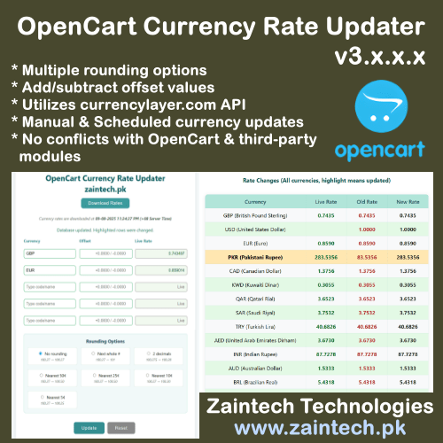 Currency Rate Updater for OpenCart v3.x Currency Rate Updater for OpenCart v3.x